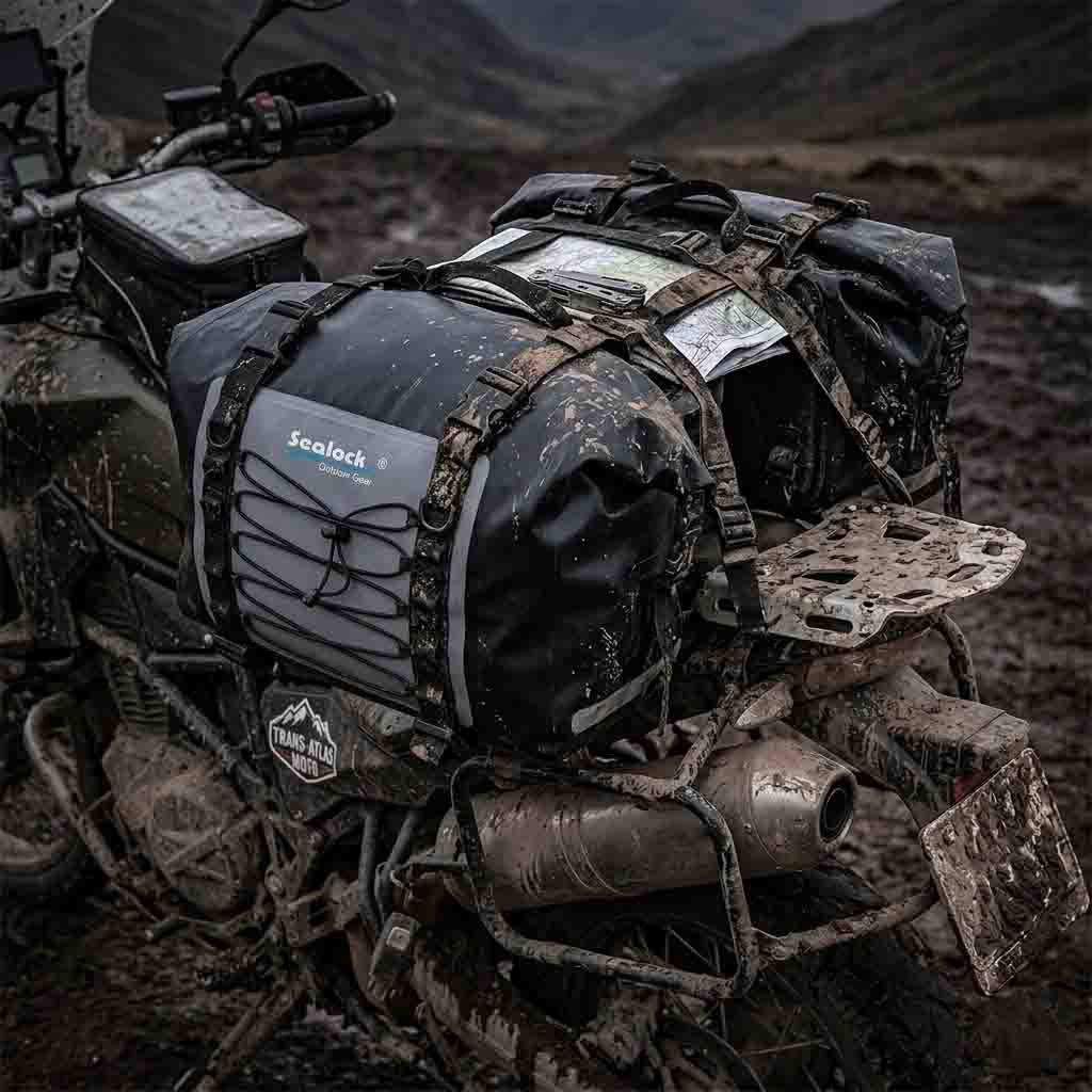 Nejlepší vodotěsná taška na motocykl: ADV Packing & Strap-Down Physics
