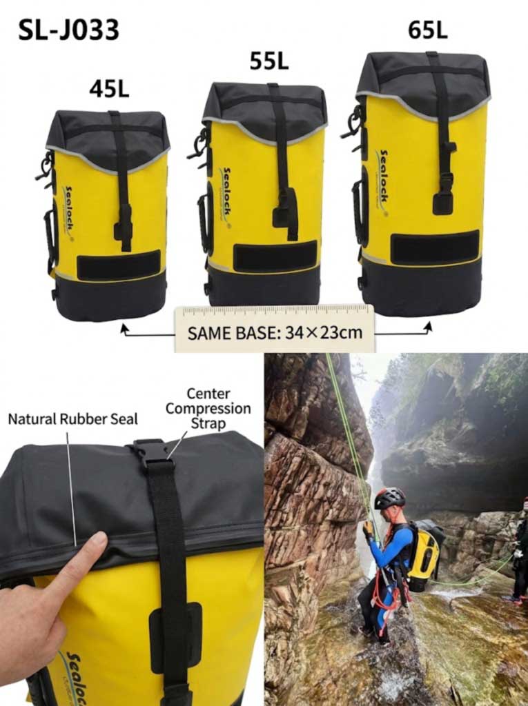 Výrobce speleologického a canyoningového batohu: IPX8 Svařované batohy pro expediční značky